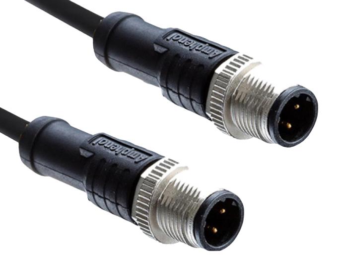 AMPHENOL LTW M12A05ML-12AML-SD001 Sensor Cable, A Code, Black, M12 Plug, M12 Plug, 5 Positions, 1 m, 3.3 ft, M Series