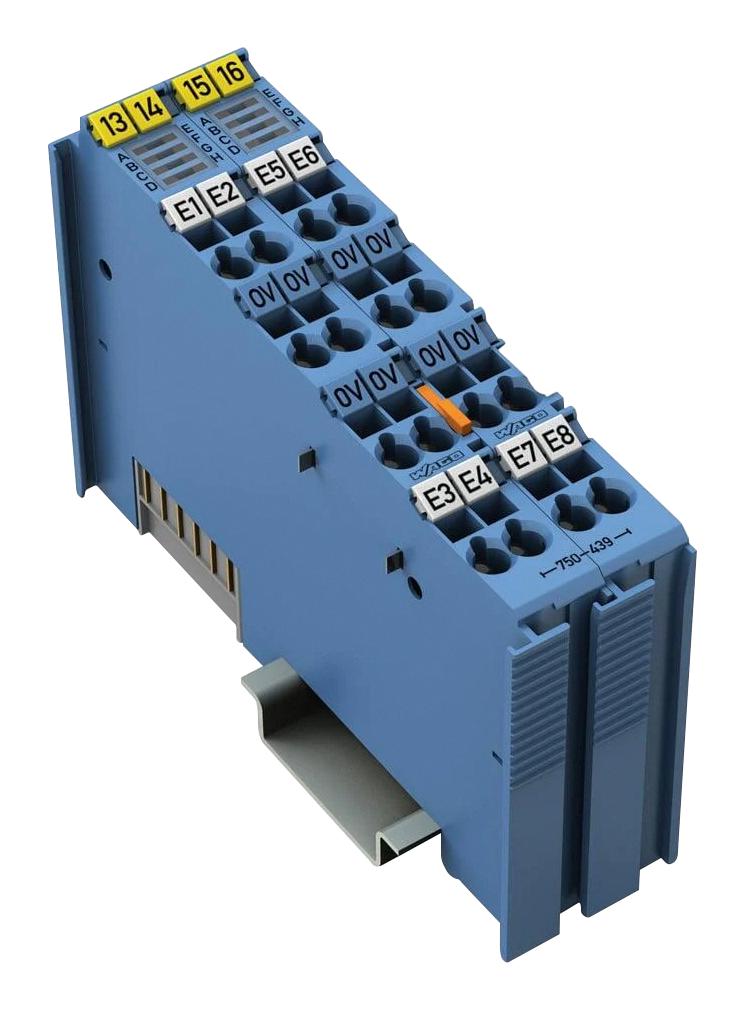 WAGO 750-439 Digital Input Module, 8 Channel, NAMUR, 56 mA, 5 VDC, 16bit, IP20, 750 Series