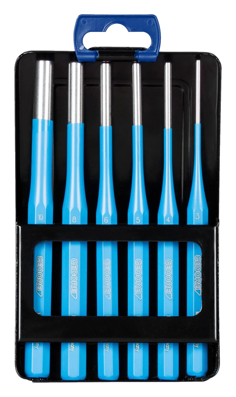 GEDORE 3014320 Pin Punch Set, 3mm, 4mm, 5mm, 6mm, 8mm, 10mm Pin Punches, 170 mm Length, 6 Piece