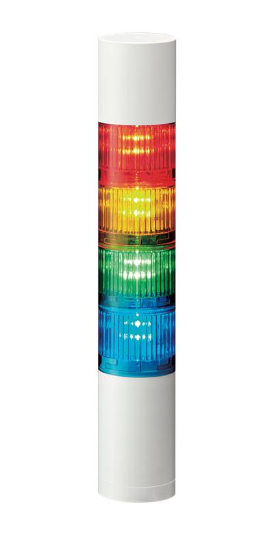 PATLITE LR5-402WEBW-RYGB Signal Tower, Ethernet, Continuous, 4 Tier, Amber/Blue/Green/Red, 85dB, Direct Mount, 4 Tone, IP65