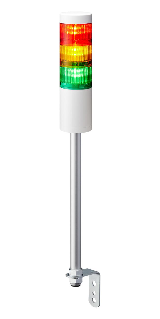 PATLITE LR6-302LJNW-RYG SIGNAL TOWER, AMB/GRN/RED, 88DB, 24VDC
