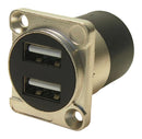 MULTICOMP PRO MP-CP30085 USB Adapter, Metal, USB Type A Receptacle, USB Type A Receptacle, USB 2.0, MCP Dual USB Feedthrough