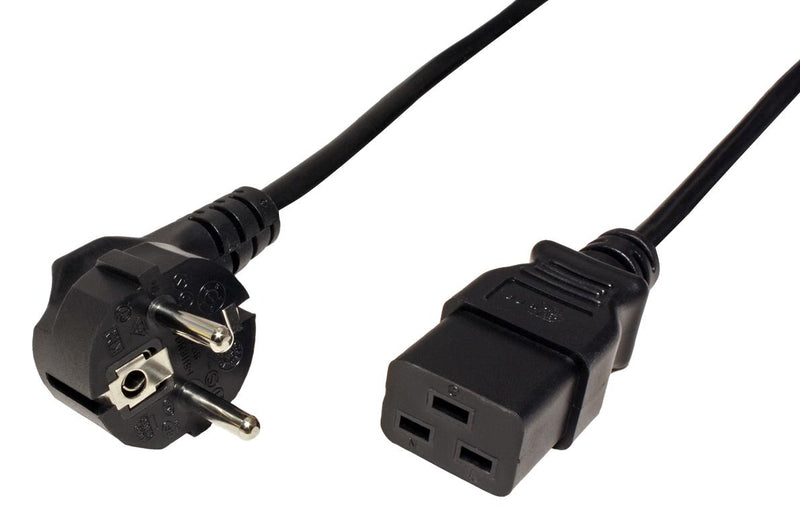 ROLINE 19.08.1553 Mains Power Cord, 90&deg; CEE 7/7 Plug to IEC 60320 C19, 3 m, 16 A, 250 V, Black