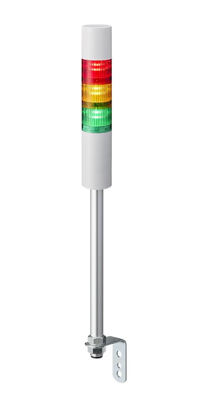 PATLITE LR5-302LEBW-RYG Signal Tower, Ethernet, Continuous, 3 Tier, Amber/Green/Red, 85 dB, Pole Mount, 4 Tone, 24 VDC, IP54