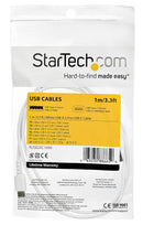 Startech RUSB2AC1MW RUSB2AC1MW USB Cable Type A Plug to C 1 m 3.3 ft 2.0 White