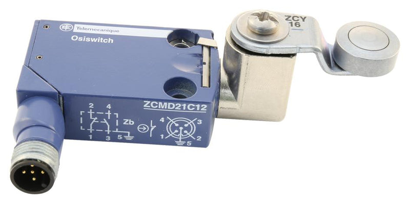 TELEMECANIQUE SENSORS XCMD2116C12 Limit Switch, Roller Lever, SPST-NO, SPST-NC, 3 A, 50 V, 0.1 N, OsiSense XC