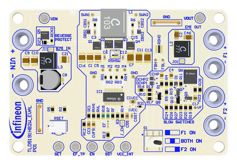 INFINEON TLD5191HB2WEVALTOBO1 Evaluation Board, TLD5191ES, 6V to 35V in, 23.6V out, 1A, Buck-Boost, Analogue, Digital SP005810600