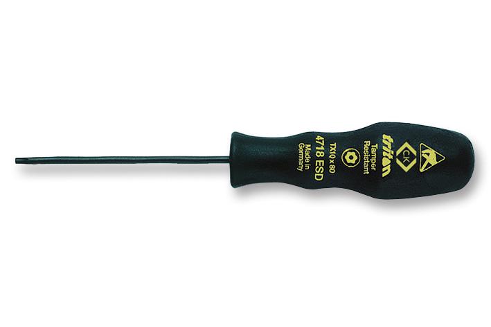 CK TOOLS T4718ESD 15 Screwdriver, Torx, Tamper Resistant, ESD Handle, T15, 80 mm Blade, 170 mm Overall