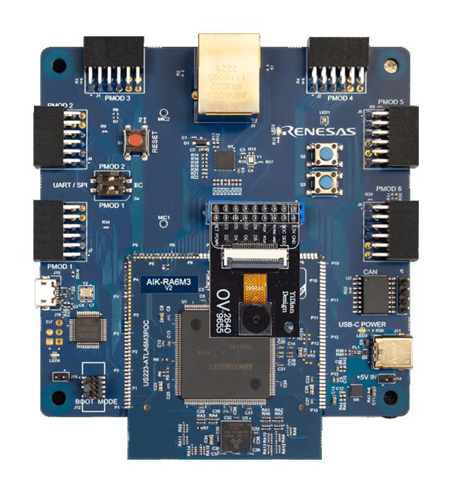 RENESAS RTK0EG0001D00001BE AI Solution Kit, R7FA6M3AH3CFC, RA Family, ARM Cortex-M4, 32bit, AIK-RA6M3 Board, OV2640 Camera