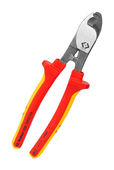 CK TOOLS T3973 210 Cable Cutter, RedLine VDE, Shear Edge, 11mm Cutting Capacity, 210mm Length