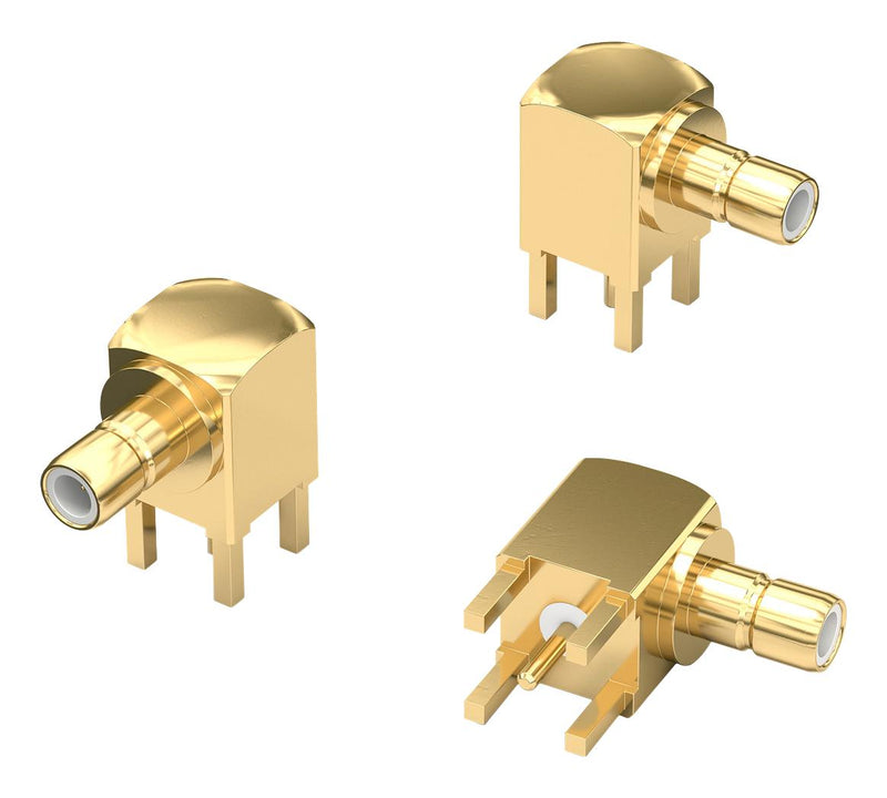 WURTH ELEKTRONIK 61611002121501 RF / Coaxial Connector, SMB Coaxial, Right Angle Jack, Through Hole Right Angle, 50 ohm, Brass