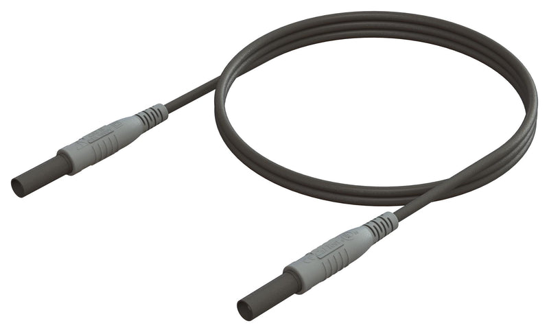 CAL TEST ELECTRONICS CT3751-200-0 Banana Test Lead, Banana Plug Shrouded, Banana Plug Shrouded, 6.6 ft, 2 m, Black, 10 A