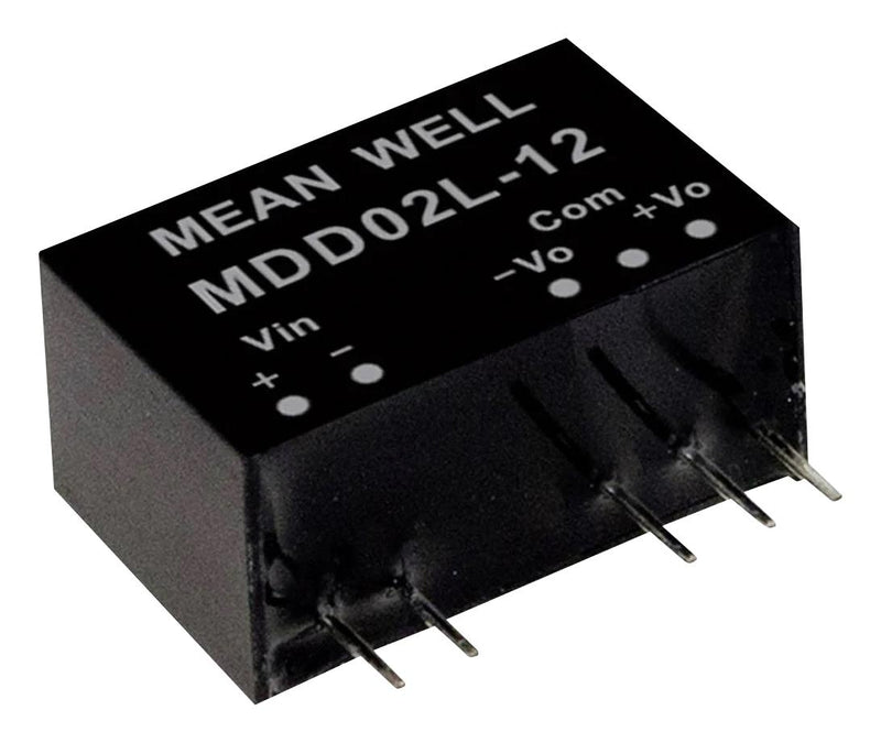 MEAN WELL MDD02N-05N Isolated Through Hole DC/DC Converter, ITE, Industrial & Medical, SIP, 2 W, 2 Output, 5 V
