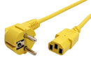 ROLINE 19.08.1011 Mains Power Cord, IEC 320 C13 Receptacle to 90&deg; CEE 7/7 Plug, 1.8 m, 10 A, 250 VAC, Yellow