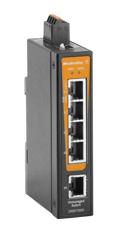 WEIDMULLER 2908070000 ENET SW, RJ45X5, 10MBPS, 100MBPS