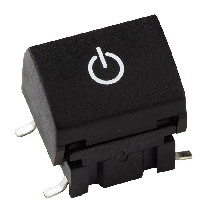 APEM 1A09XU123 Switch Cap, w/Power Symbol, ABS, Apem Rockermec Multimec 5E/5G Series Rocker & Tactile Switches