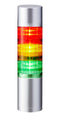 PATLITE LR6-302WJBU-RYG Signal Tower, 3 Tier, Green/Red/Yellow, 88 dB, Cable, Flashing, 4 Tone, 24 VDC, IP65/NEMA 4X/NEMA 13