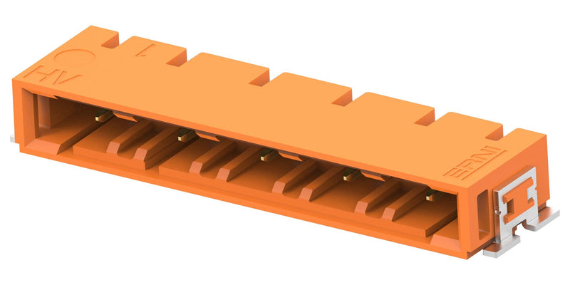 AMP - TE CONNECTIVITY 524233-E Connector, Orange, ERNI VolTron 1000 Series, 5 Contacts, 6.2 mm, Header, Surface Mount Right Angle
