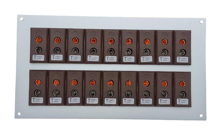 LABFACILITY IS-T-FF + FSP-20 Thermocouple Connector, 111 x 221mm Panel, Standard, T, Socket, 20Way, Brown, IEC, Fascia Mount