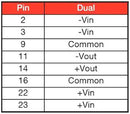 XP POWER JCD0624D24 Isolated Through Hole DC/DC Converter, 2:1 Input, ITE, DIP, 2:1, 6 W, 2 Output, 24 V