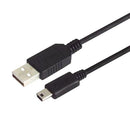 L-COM CSMUAZMB5-2M USB Cable, Type A Plug to Mini Type B Plug, 2 m, 6.6 ft, USB 2.0, Black