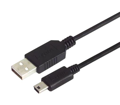 L-COM CSMUAZMB5-2M USB Cable, Type A Plug to Mini Type B Plug, 2 m, 6.6 ft, USB 2.0, Black