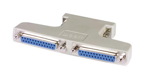 L-COM ADPT-DB25Y D Sub Connector Adapter, Standard D Sub, Plug, 25 Ways, Standard D Sub, Receptacle, 25 Ways