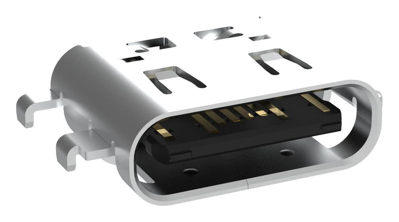 AMPHENOL COMMUNICATIONS SOLUTIONS GSB1C4611DYHR. USB CONN, 2.0 TYPE C, RCPT, 16POS, SMT