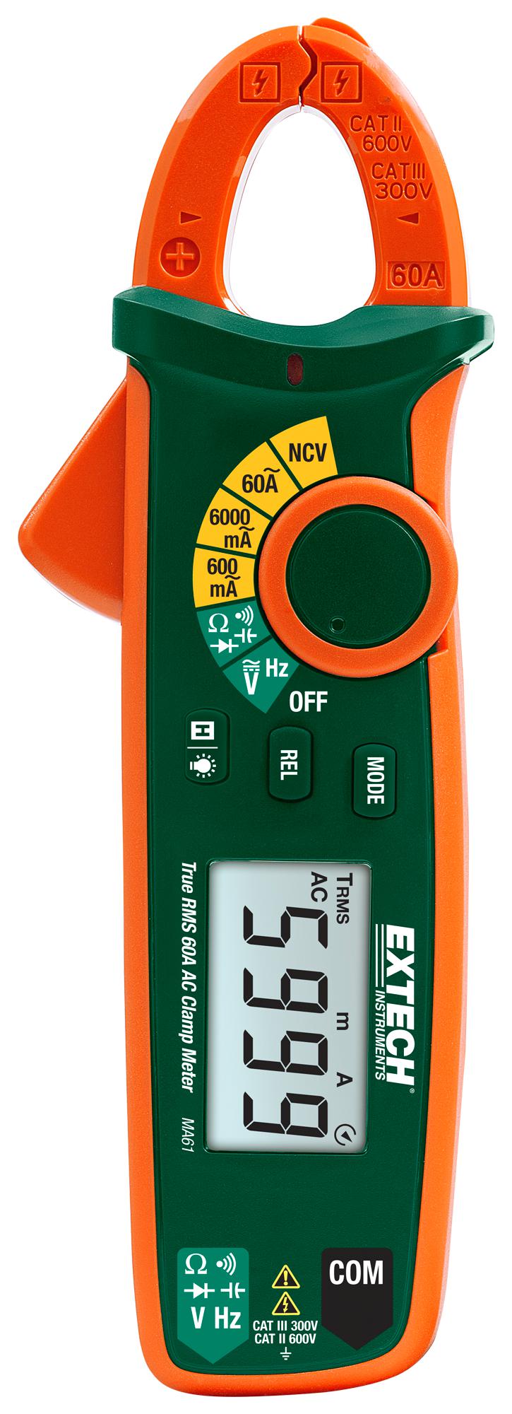 EXTECH INSTRUMENTS MA63 Clamp Meter, True RMS, 60 A AC, 600 V DC, 17 mm Jaw Opening Max. GTIN UPC EAN: 0793950370636