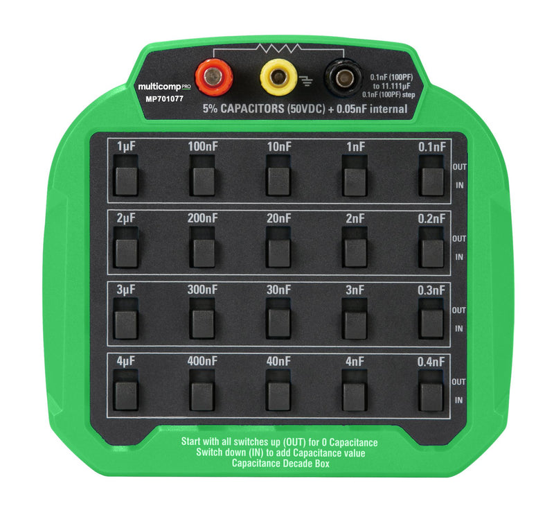 MULTICOMP PRO MP701077 Decade Box, Capacitance, 5, 100pF to 11.111&micro;F, 5 %, Multicomp Pro Decade Boxes