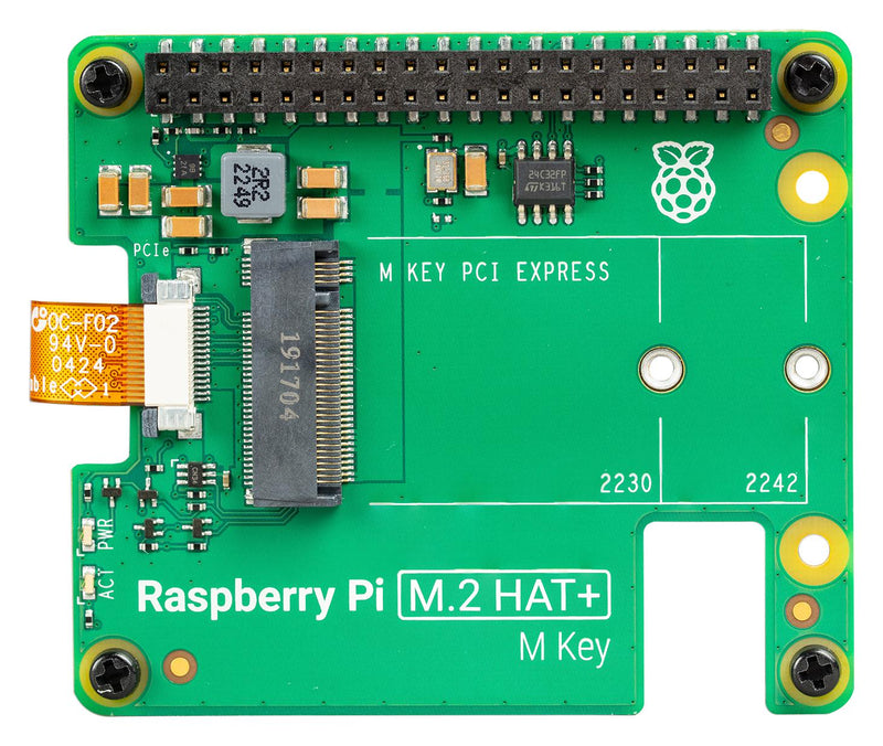 RASPBERRY-PI SC1166 Raspberry Pi M.2 HAT, M.2-Format PCIe and NVMe Devices to the PCIe FPC Connector on Raspberry Pi 5