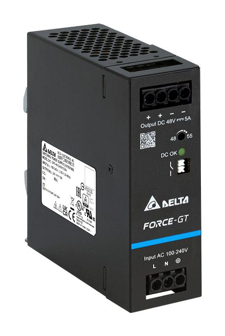 DELTA ELECTRONICS DRF-48V240W1GBA AC/DC DIN Rail Power Supply (PSU), ITE & Laboratory, 1 Output, 240 W, 48 V, 5 A