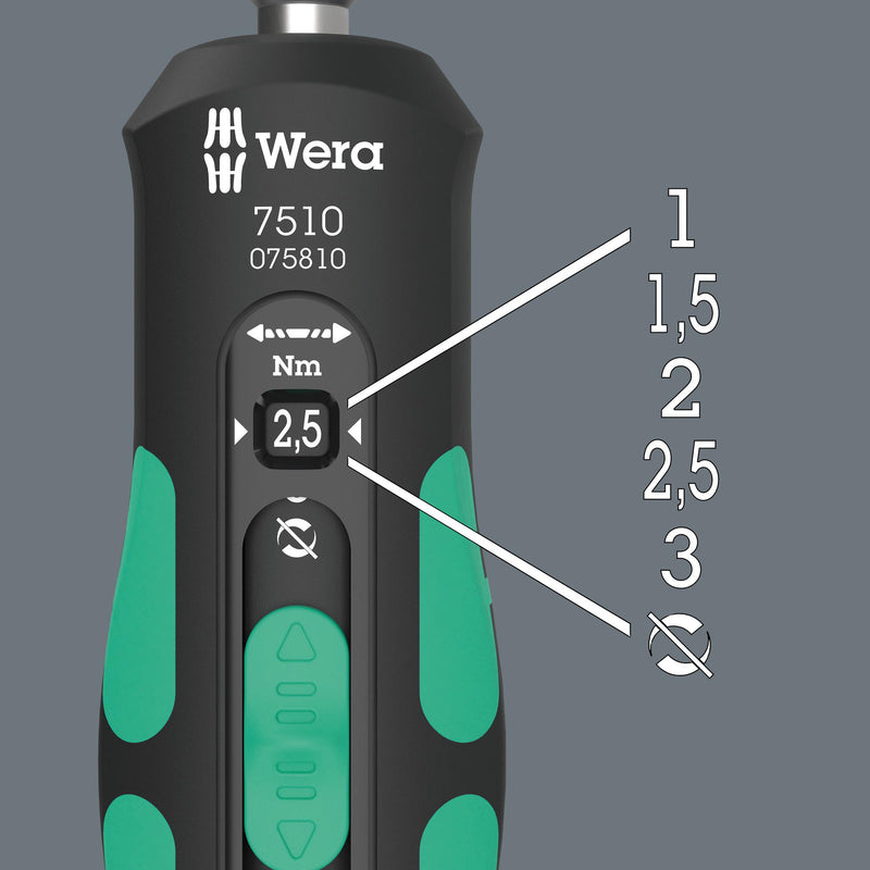 WERA 05075810001 Speed Torque Screwdriver, 1/4" Drive, 147.5mm L, 1N-m to 3N-m, 7510 Kraftform Series