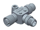 AMPHENOL LTW SS-040404-MFM-TS001 Sensor Splitter, T - Style, Cable Mount, 4 Position M12 Plug, 4 Position M12 Receptacle, Plug