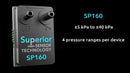 SUPERIOR SENSORS SP160 Pressure Sensor, Multi-range, 4 Pressure Ranges, 160 Inch-H2O, I2C Digital, SPI, Differential SP160-SM02