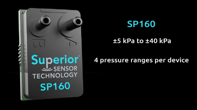 SUPERIOR SENSORS SP160 Pressure Sensor, Multi-range, 4 Pressure Ranges, 160 Inch-H2O, I2C Digital, SPI, Differential SP160-SM02