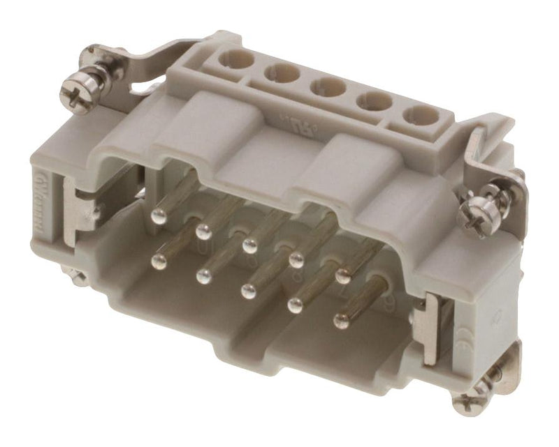 MOLEX 93601-0238 Heavy Duty Connector, Grey, GWconnect 93601 Series, Insert, 10 Contacts, 10B, Plug, Screw Pin