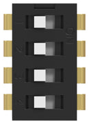 ALCOSWITCH - TE CONNECTIVITY ADEN04TTU04 DIP SW, 4CKT, SPST, 0.025A, 24VDC, TH