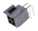 MOLEX 105314-1304 Pin Header, Black, Power, Wire-to-Board, 2.5 mm, 2 Rows, 4 Contacts, Through Hole Right Angle