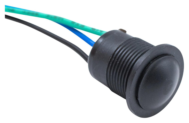 E-SWITCH PMV6DW1BBLK Vandal Resistant Switch, PMV6 Series, 16 mm, SPST, On-(On), Round Domed, Black