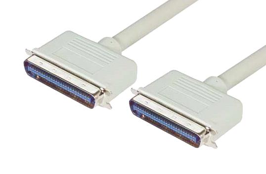 L-COM CA751MM-2M Computer Cable, Centronics Plug, 50 Way, Centronics 50 Position Plug, 6.6 ft, 2 m, Light Grey