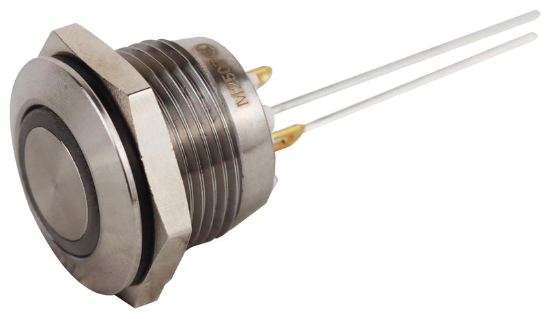 MULTICOMP PRO MPF12S1-1213BFS002 Vandal Resistant Switch, 12V LED, MPF Series, 16 mm, SPST-NO, Momentary, Round Flush, Natural