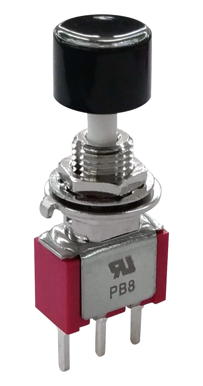 MULTICOMP PRO MP-PB8-AA22A2QE-3 Pushbutton Switch, SPDT, On-On, Round Plunger, Black