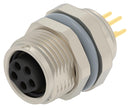 TE CONNECTIVITY T4041417051-001 Sensor Connector, M8, Female, 5 Positions, PCB Socket, Straight Panel Mount