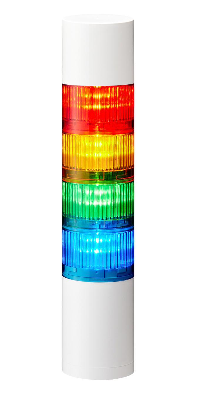 PATLITE LR6-402WJBW-RYGB SIGNAL TOWER, AMB/BLUE/GREEN/RED, 88DB