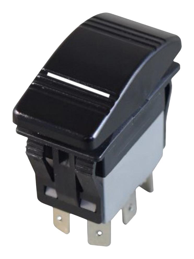 MULTICOMP PRO MPX5-214CNN-1AB4-2AN-S Rocker Switch, 12VDC LED, IP67, On-Off, DPST-NO, Illuminated, Panel, Snap-In, Black