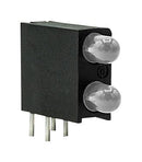 DIALIGHT 553-0711-200F Circuit Board Indicator, Green, Red, 2 LEDs, Through Hole, T-1 (3mm), R 4.7mcd, G 10mcd