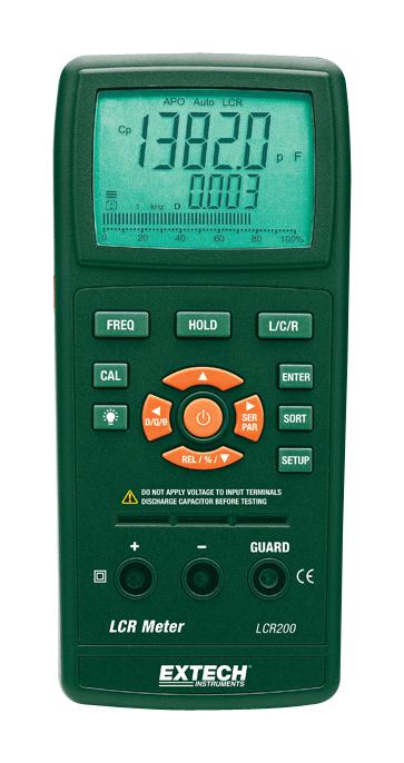 EXTECH INSTRUMENTS LCR200 LCR Meter, Hand Held, 100 kHz, 2 kH, 20000 &micro;F, 200 Mohm