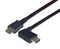 L-COM HDRAZ2-0.5 Audio / Video Cable Assembly, HDMI Plug, 90&deg;, HDMI Plug, 19.7 ft, 500 mm, Black, HDRAZ2 Series