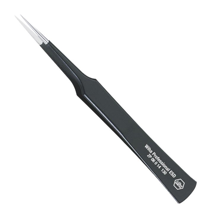 WIHA 32347 Tweezers, Precision/ESD Safe, Style GG, Straight/Pointed Tip, 130mm OAL, ZP 06 0 14 Series